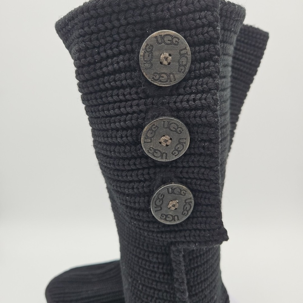 UGG Cardy #5819 Black Classic Tall Chunky Knit Sweater Slouchy Boots US/6 EU/37 - Picture 5 of 16